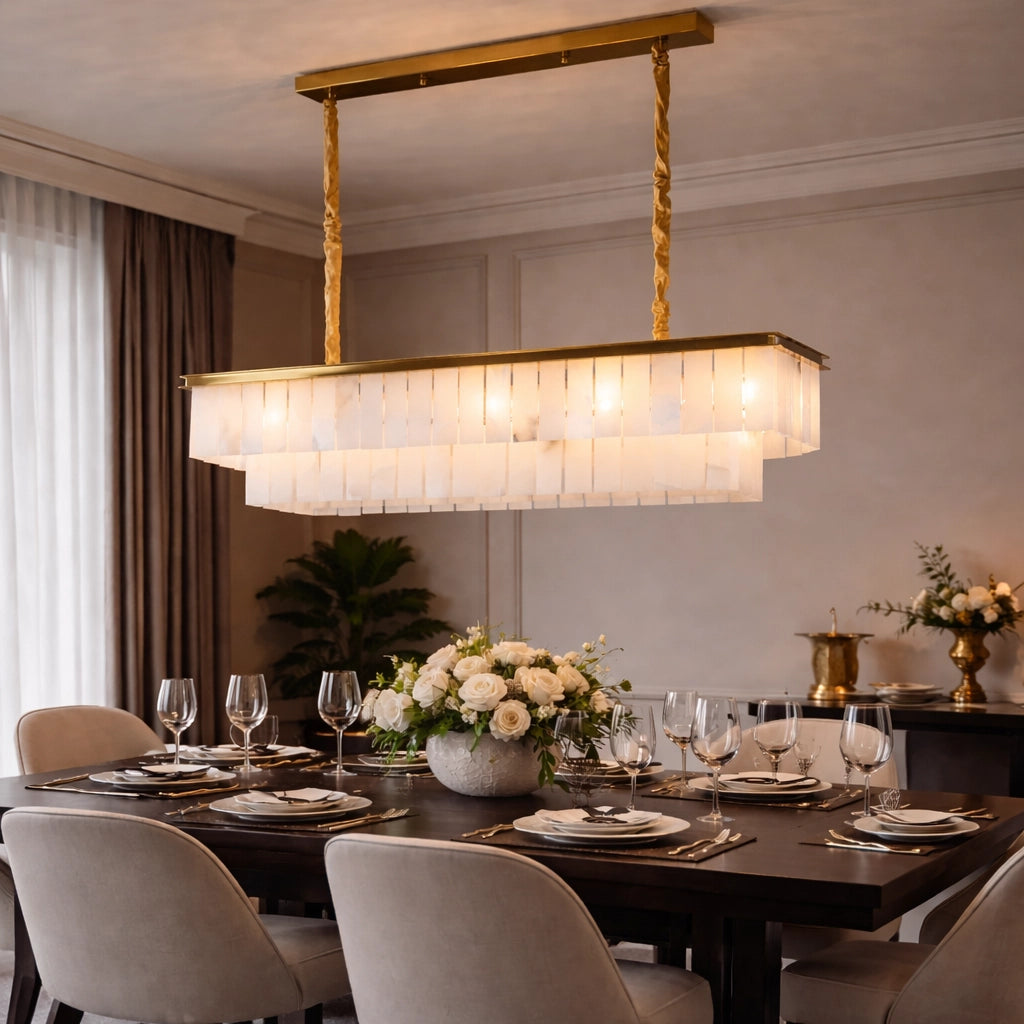 Cascara Tiered Rectangle Marble Chandelier
