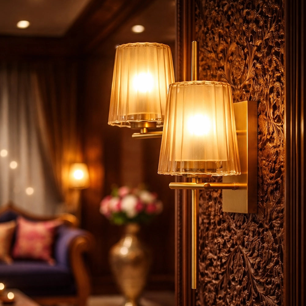 Luxury Double Amber Glass Wall Light