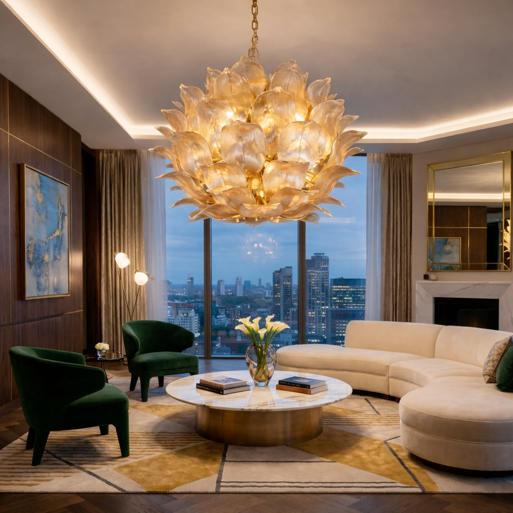 Lotus Petal Glass Chandelier