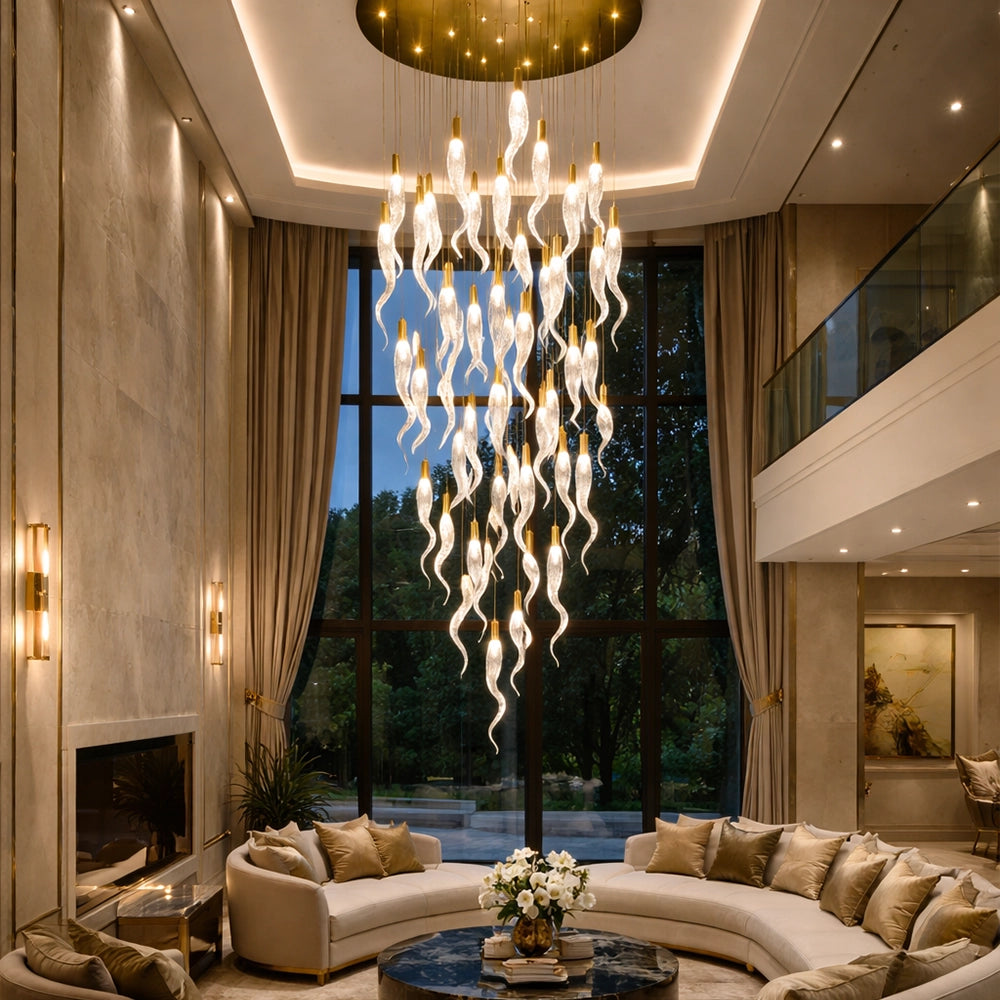 Modern Spiral LED Cascade Chandelier
