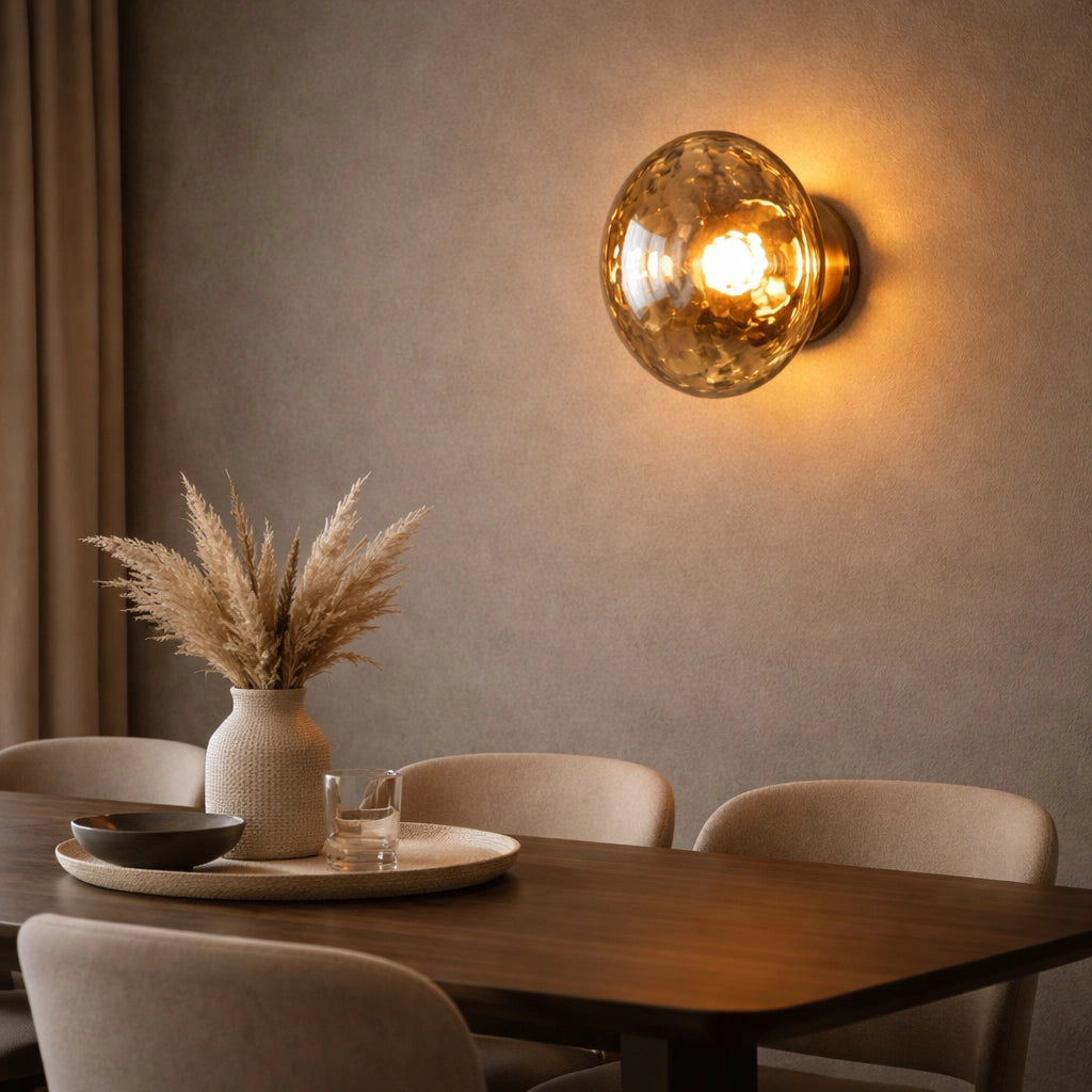 Solaris EmberSphere Amber Glass LED Wall Light