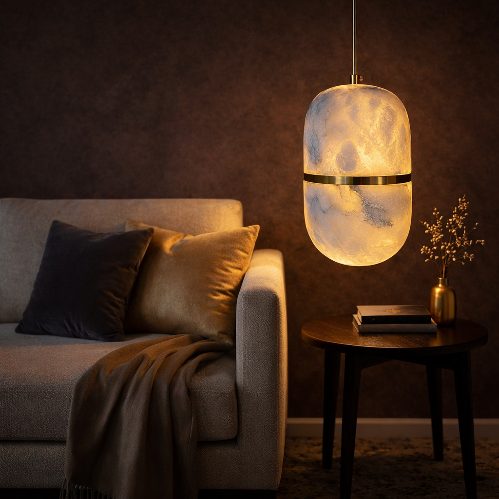Alba Capsule Marble Pendant Light