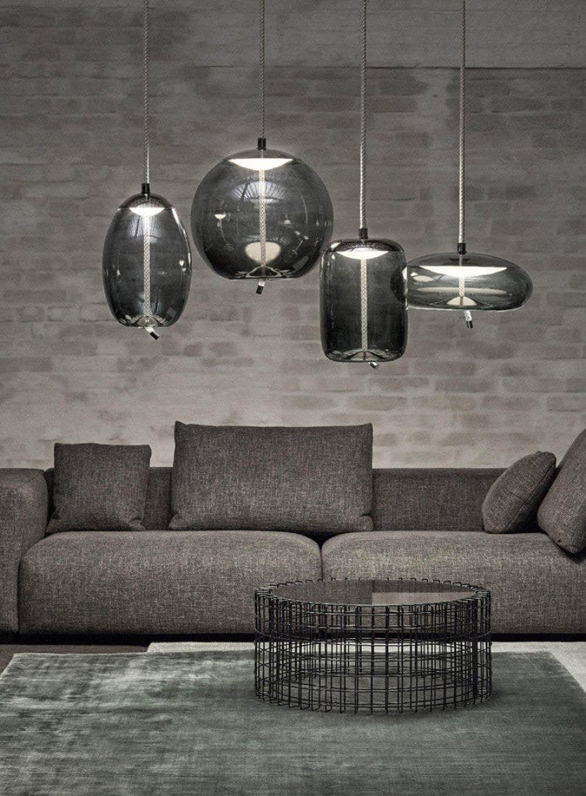 Aurorae Smoked Cluster-5 LED Glass Chandelier