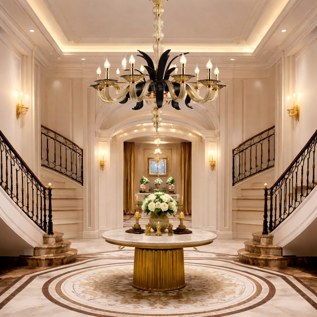 Modern Gold Glass Arm Chandelier Light