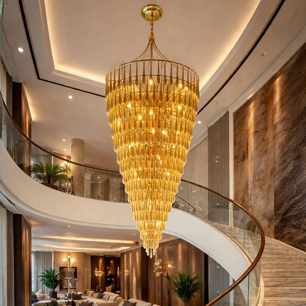 Velmora Cascading Goldspire Chandelier