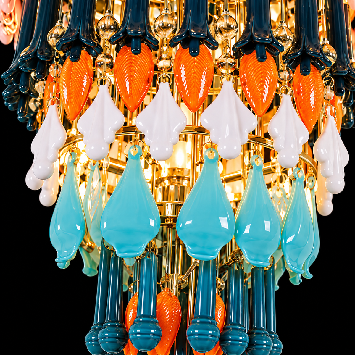 Luxury French Gold Multicolor Crystal Chandelier