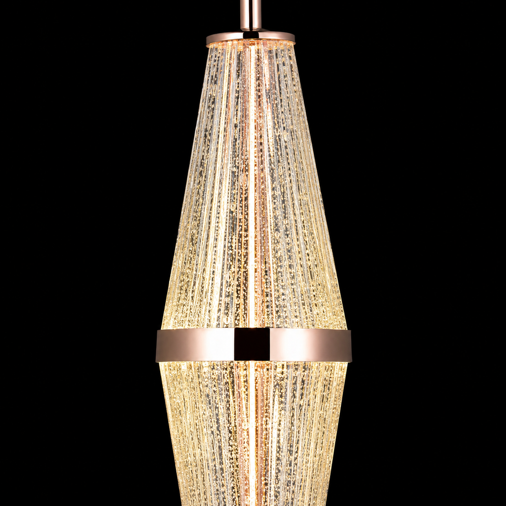 Luminara Crystal Teardrop Pendant Lamp in Rose Gold