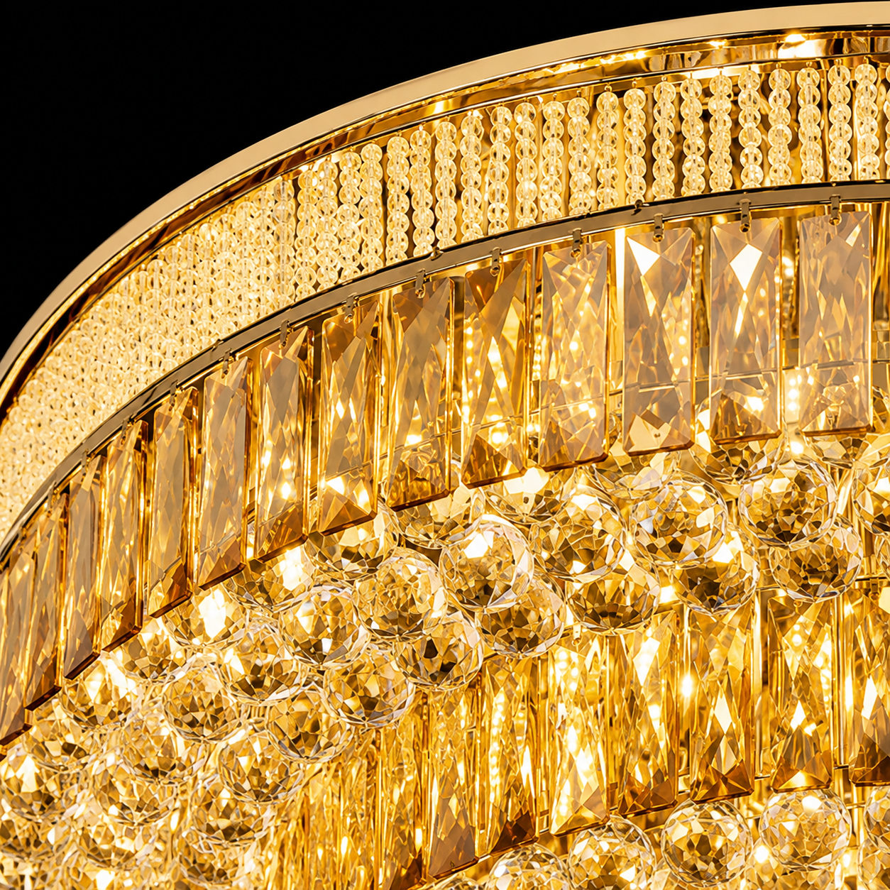 Luxury Round Crystal Flush Mount Chandelier