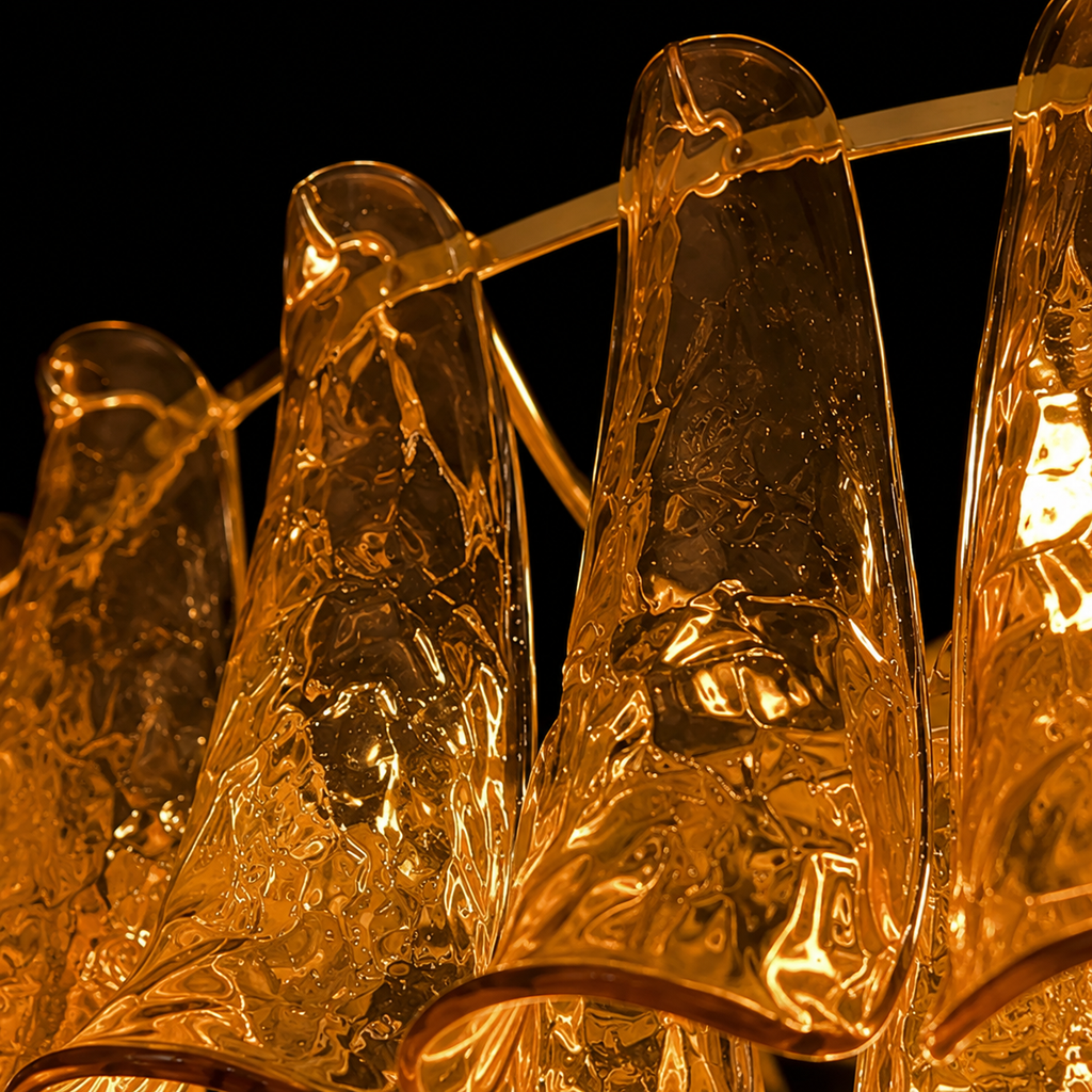 Modern Amber Art Glass Chandelier