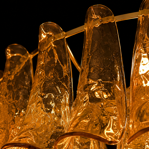 Modern Amber Art Glass Chandelier