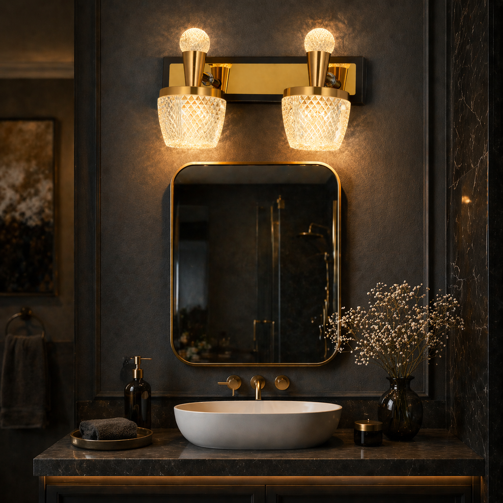 Noor Double Crystal Wall Light