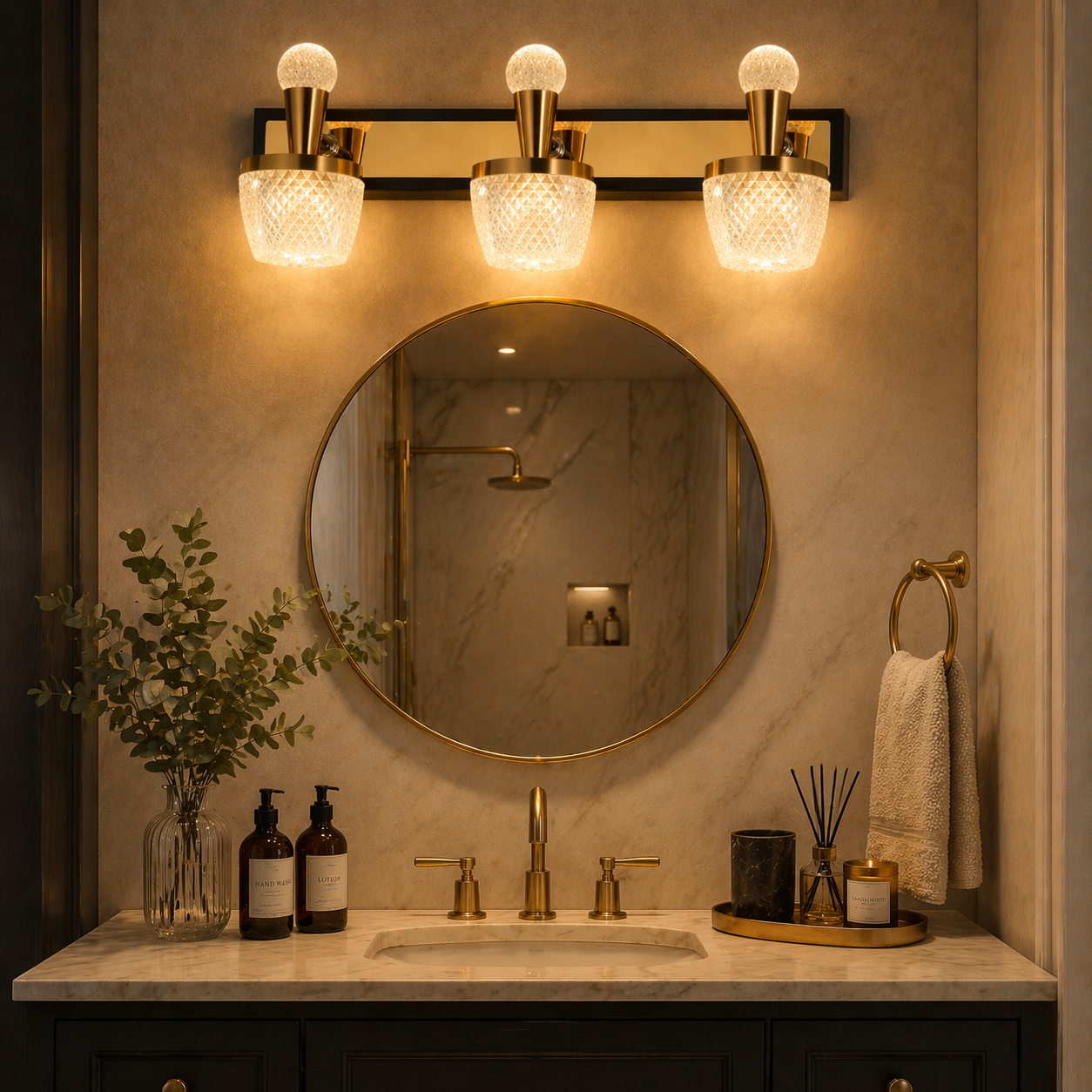 Elara Triple Crystal Wall Light