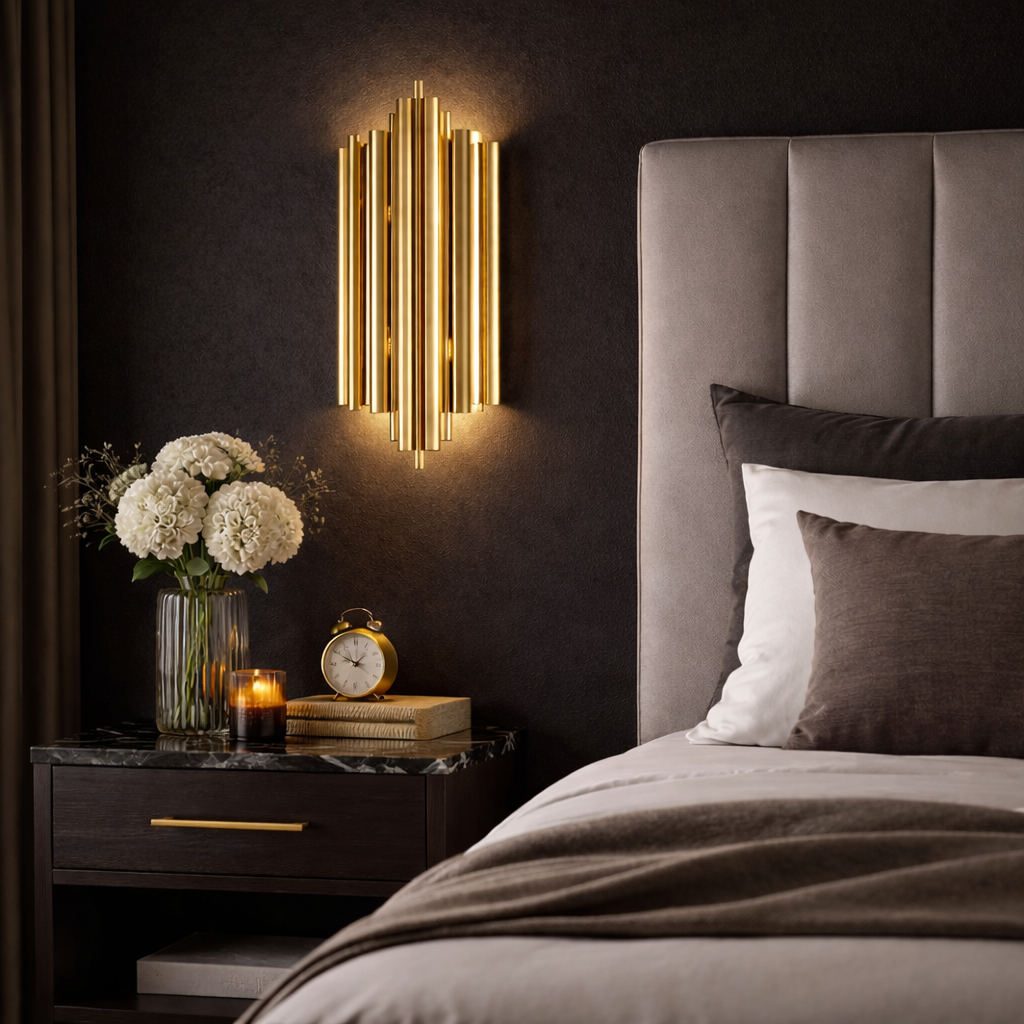 Vertical Gold Rod Wall Light