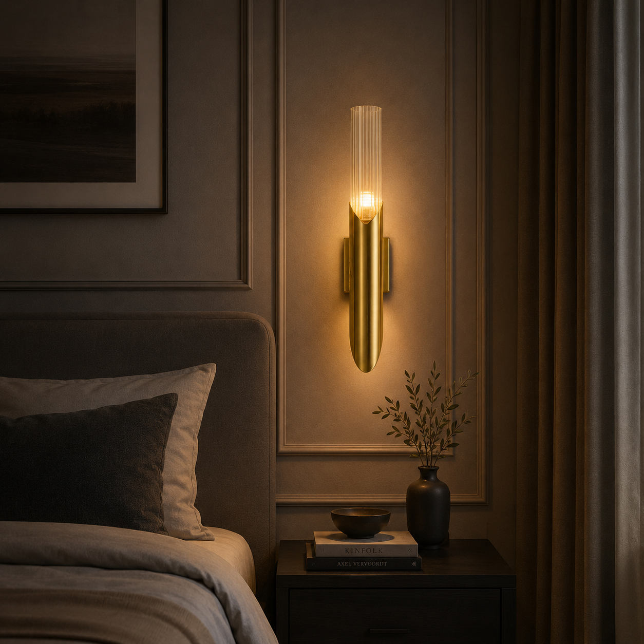 Solenne Reed Brass Wall Sconce