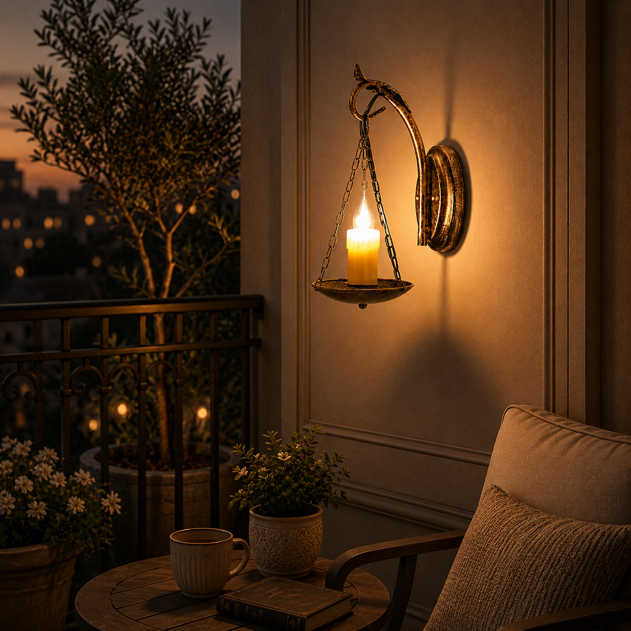 Emberglow Vintage Candle-Style Wall Lamp