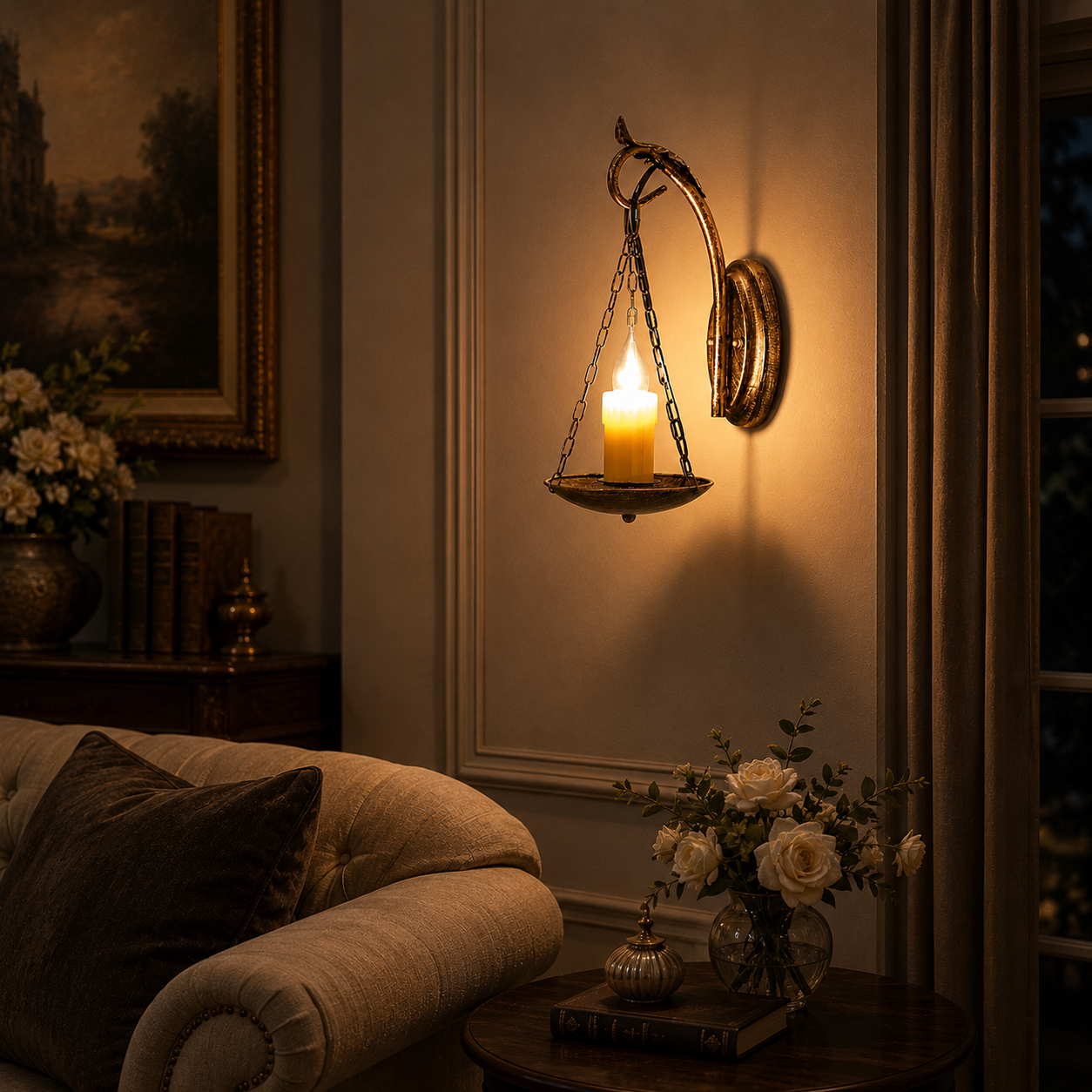 Emberglow Vintage Candle-Style Wall Lamp