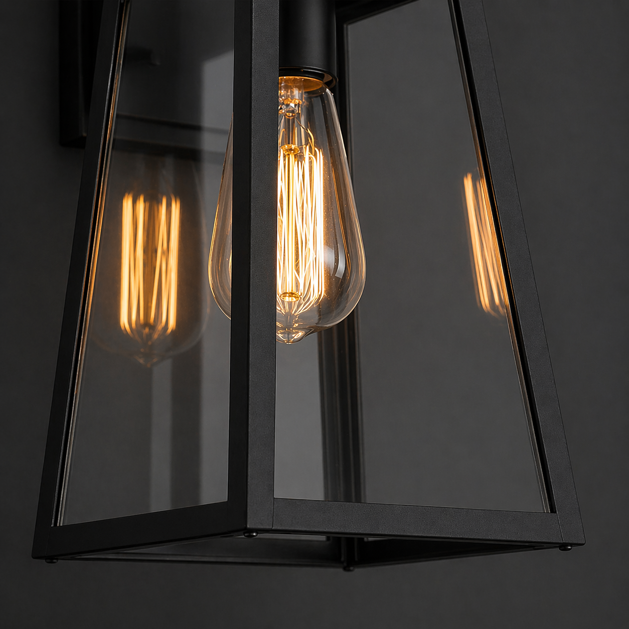 Sleek Black Geometric Outdoor Wall Lantern