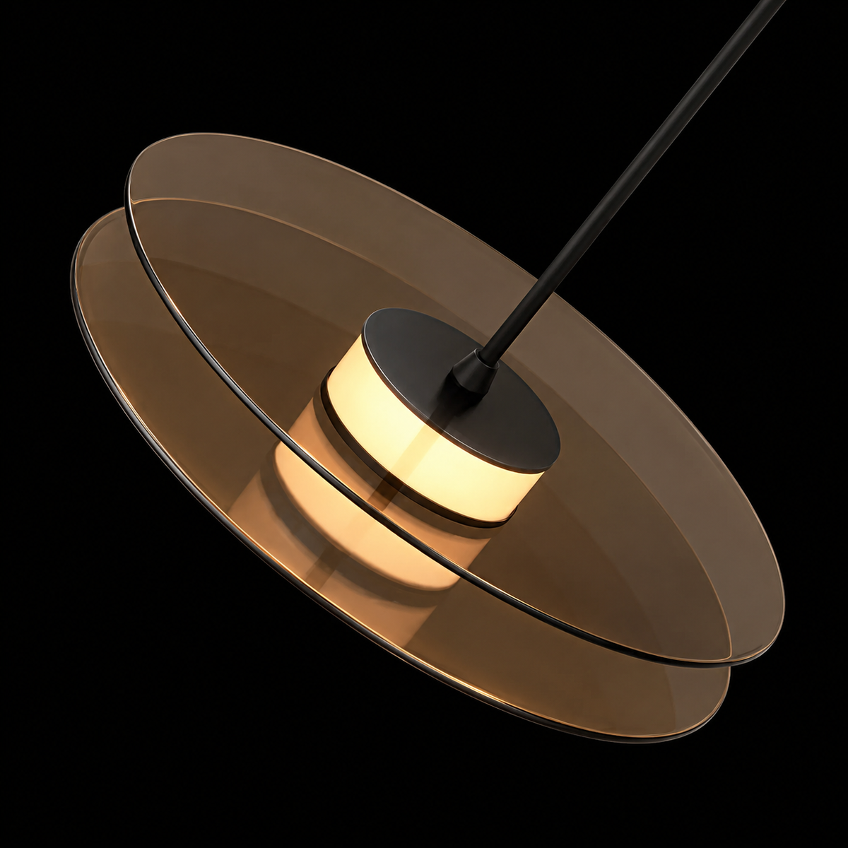 Smoked Glass Layered Saucer Pendant Light