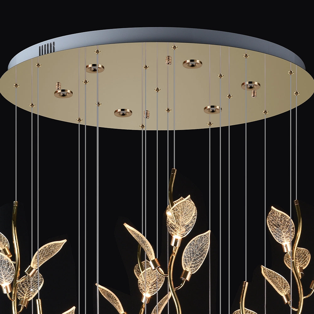 Aurora Gold 19 Leaf Cascade Chandelier