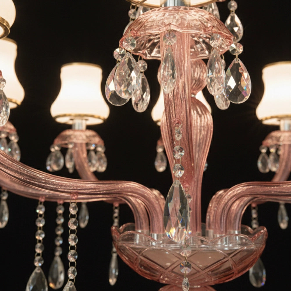 Blush Crystal Lampshade Chandelier