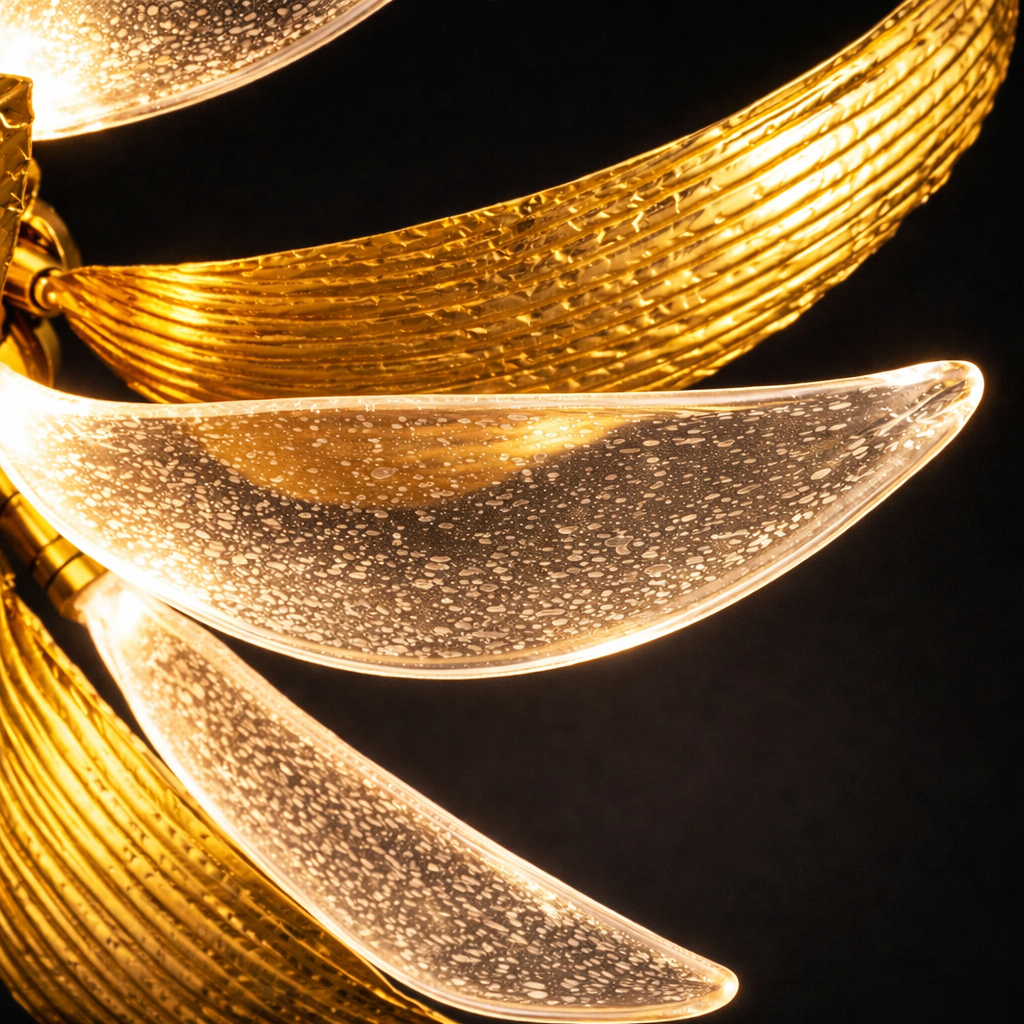 Aurelion Bloom Sculptural Glass & Gold Chandelier