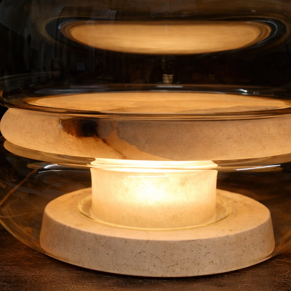 Haloform Amber Glass Marble Table Lamp