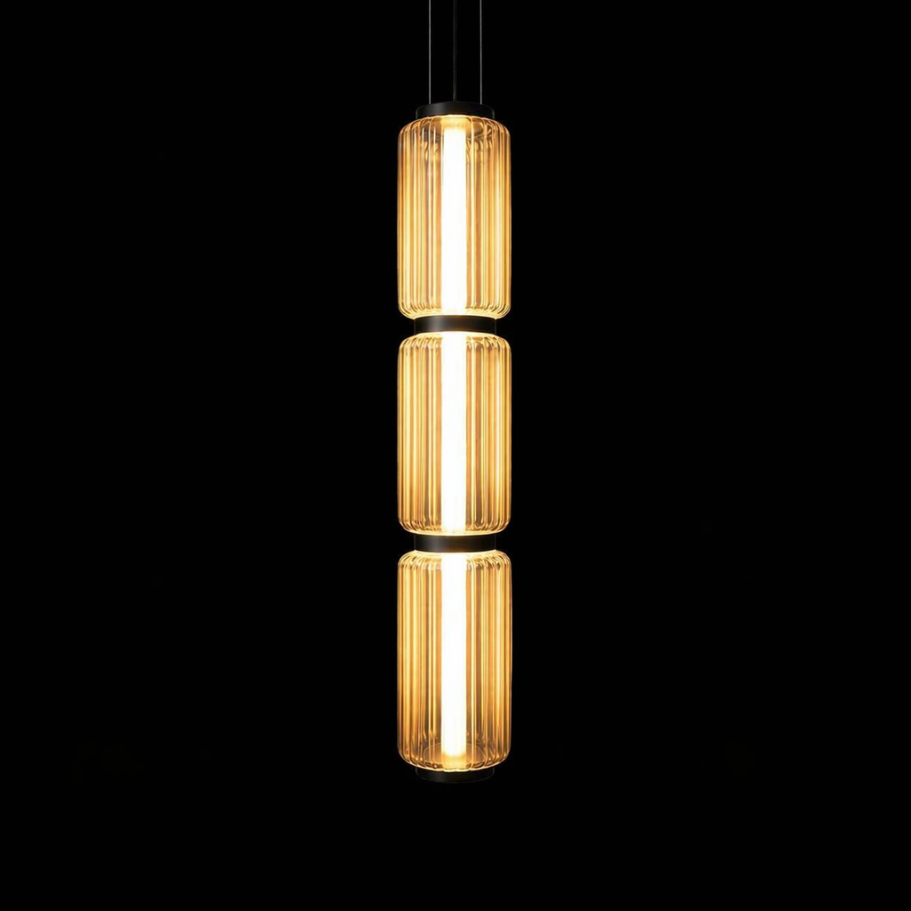 TriLuxe Vertical Ribbed Glass Pendant Light