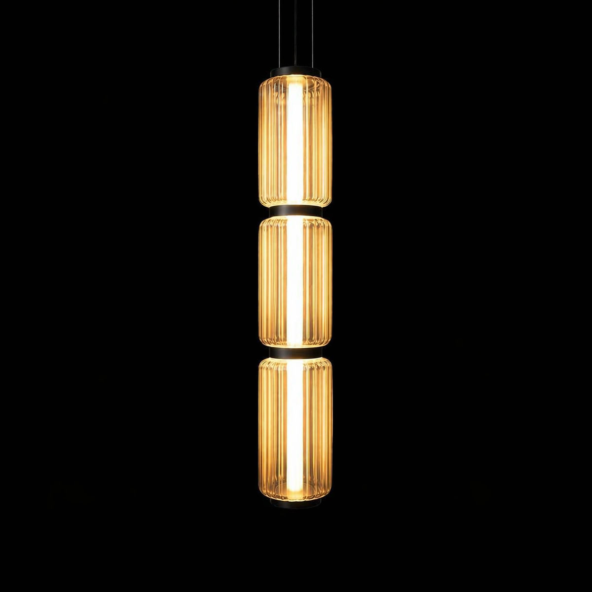 TriLuxe Vertical Ribbed Glass Pendant Light