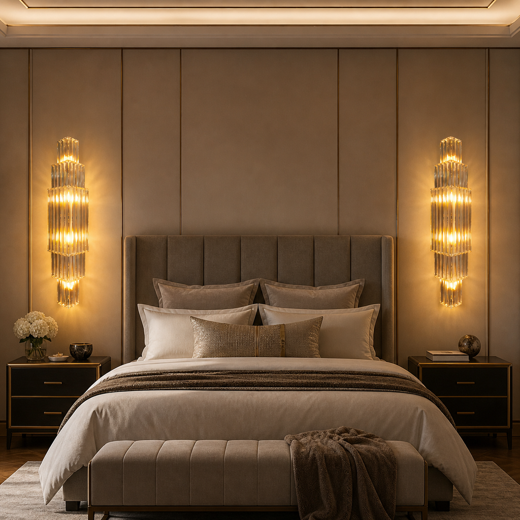 Tiered Crystal Column Wall Light