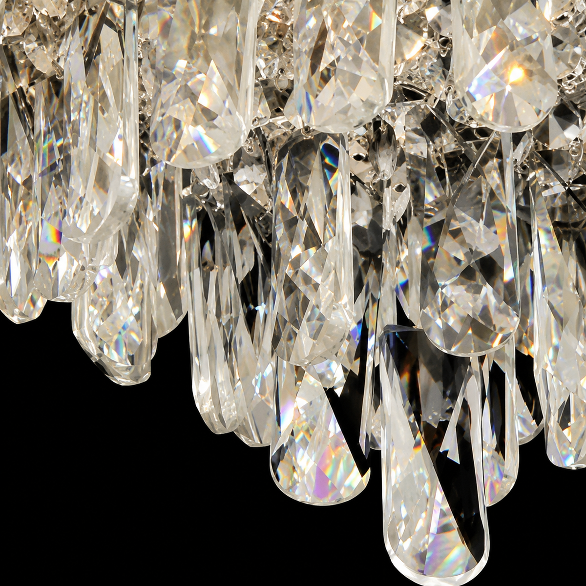 Opaline Cascade Crystal Flush Mount Chandelier