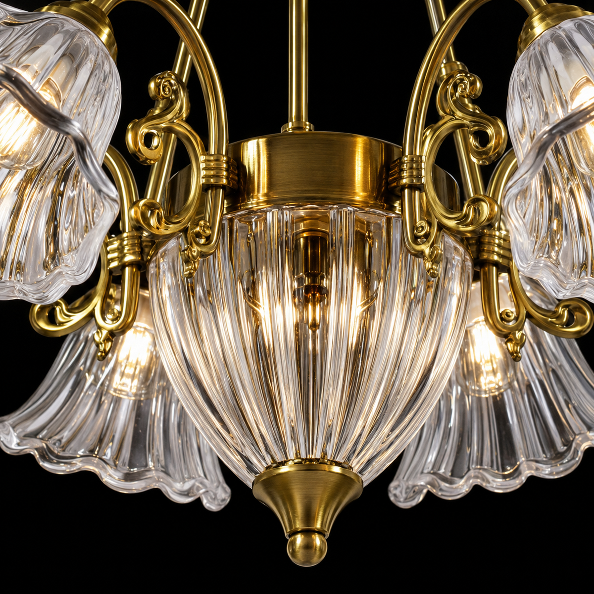 Golden Glass Flower Chandelier