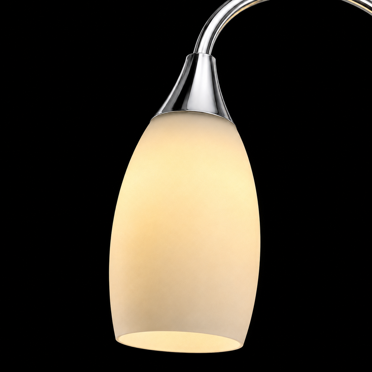 Elegant 9-Light Chrome Chandelier with Frosted Glass Shades