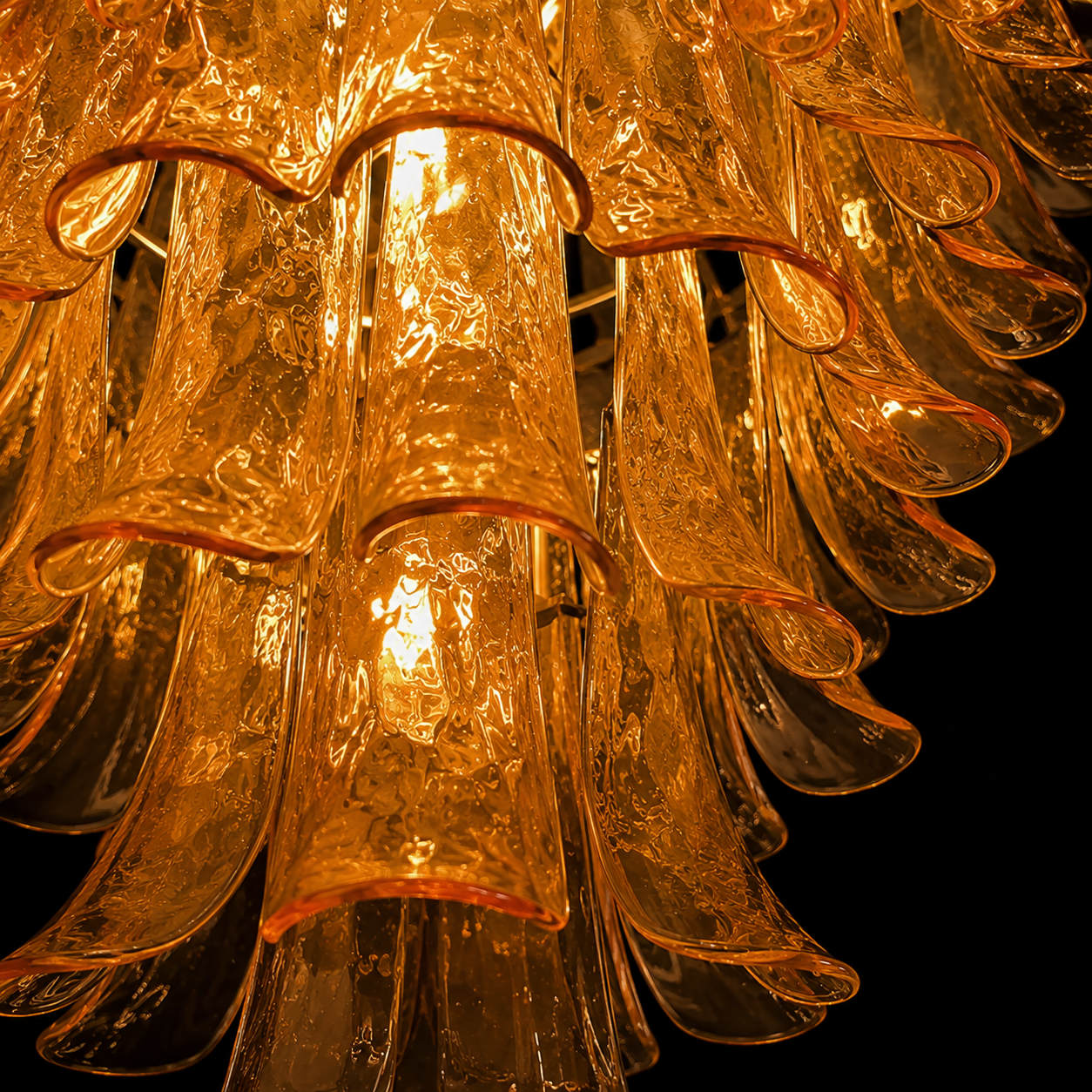Modern Amber Art Glass Chandelier