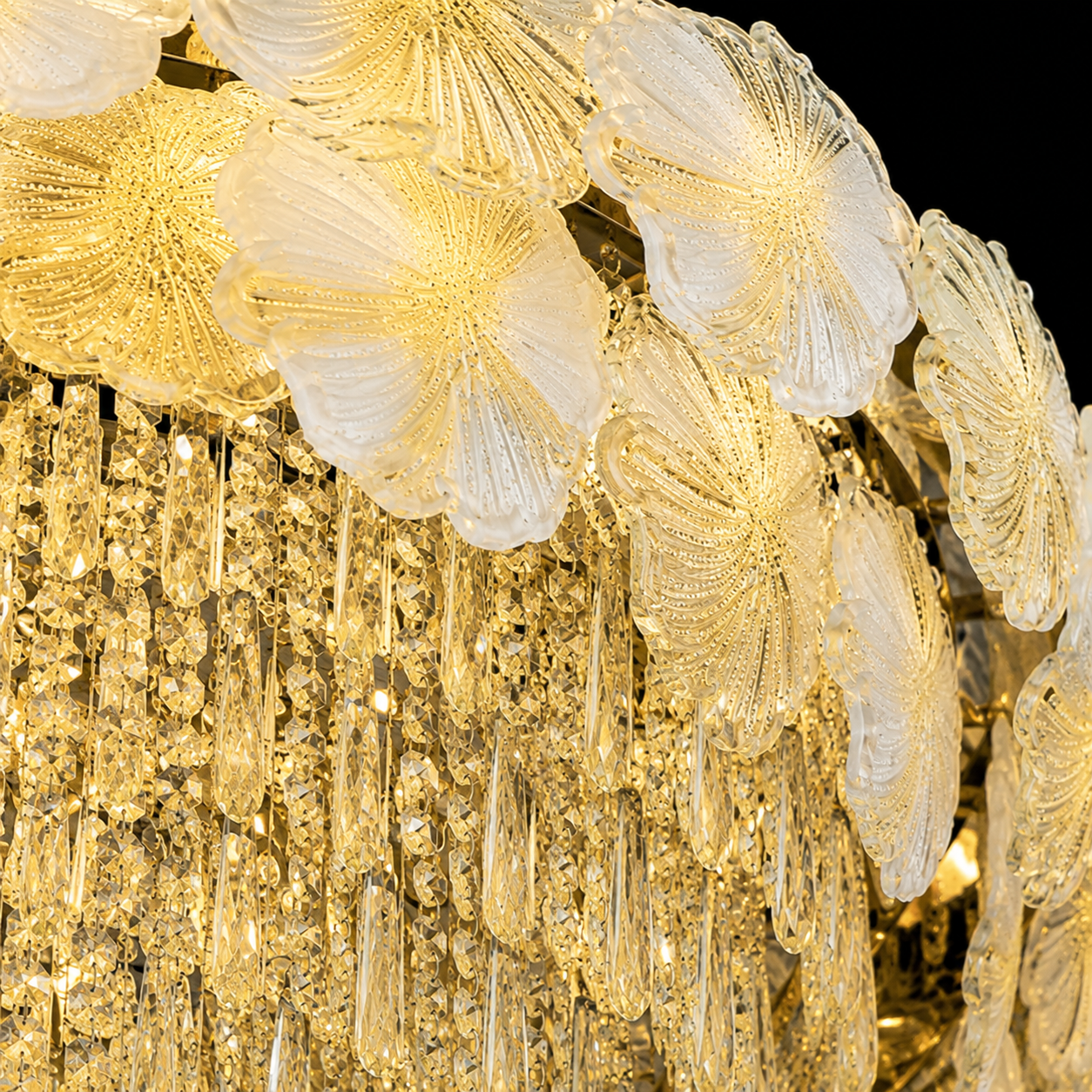 Celestia Cascade Crystal Flush Mount Chandelier
