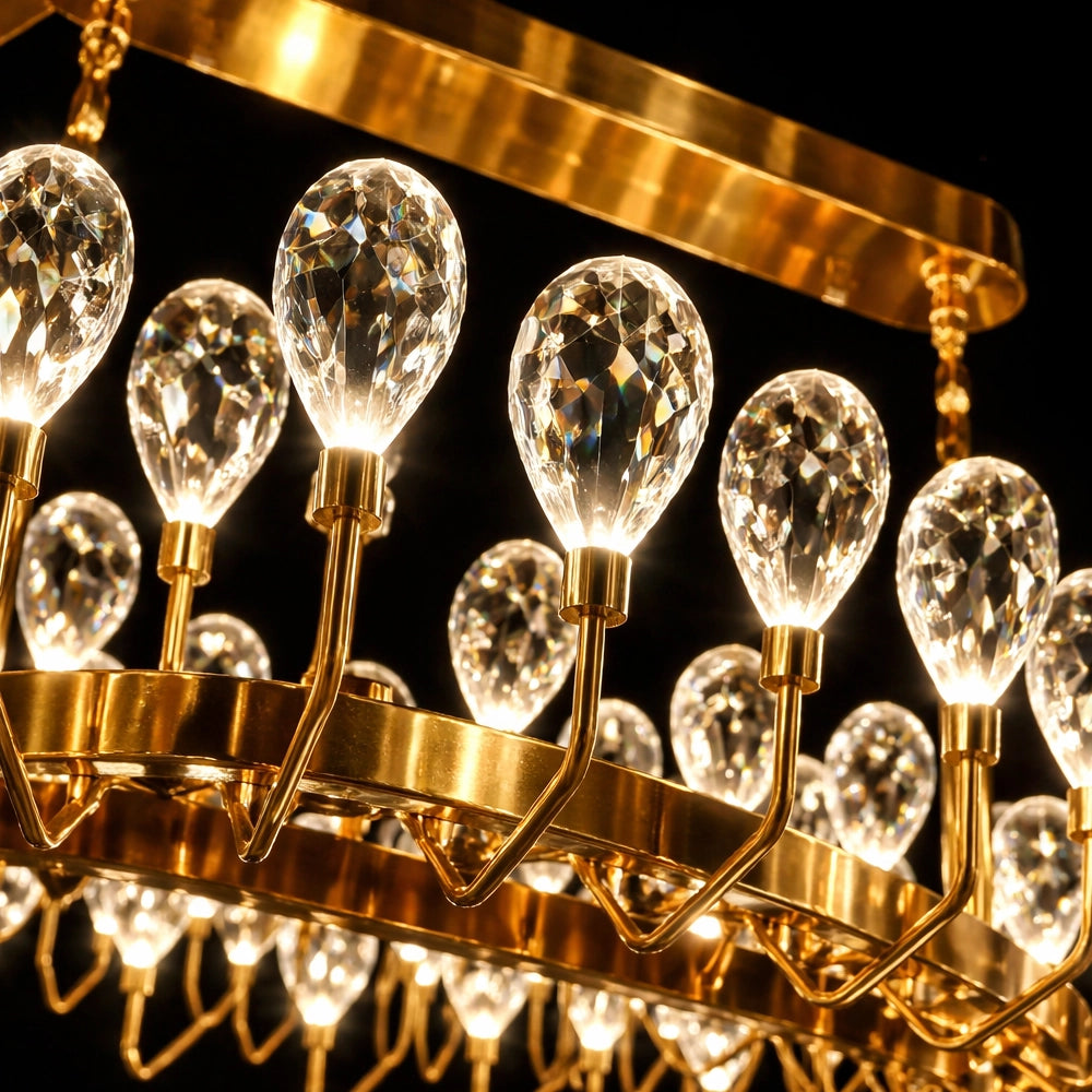 Braided Rope Teardrop Crystal Linear Chandelier