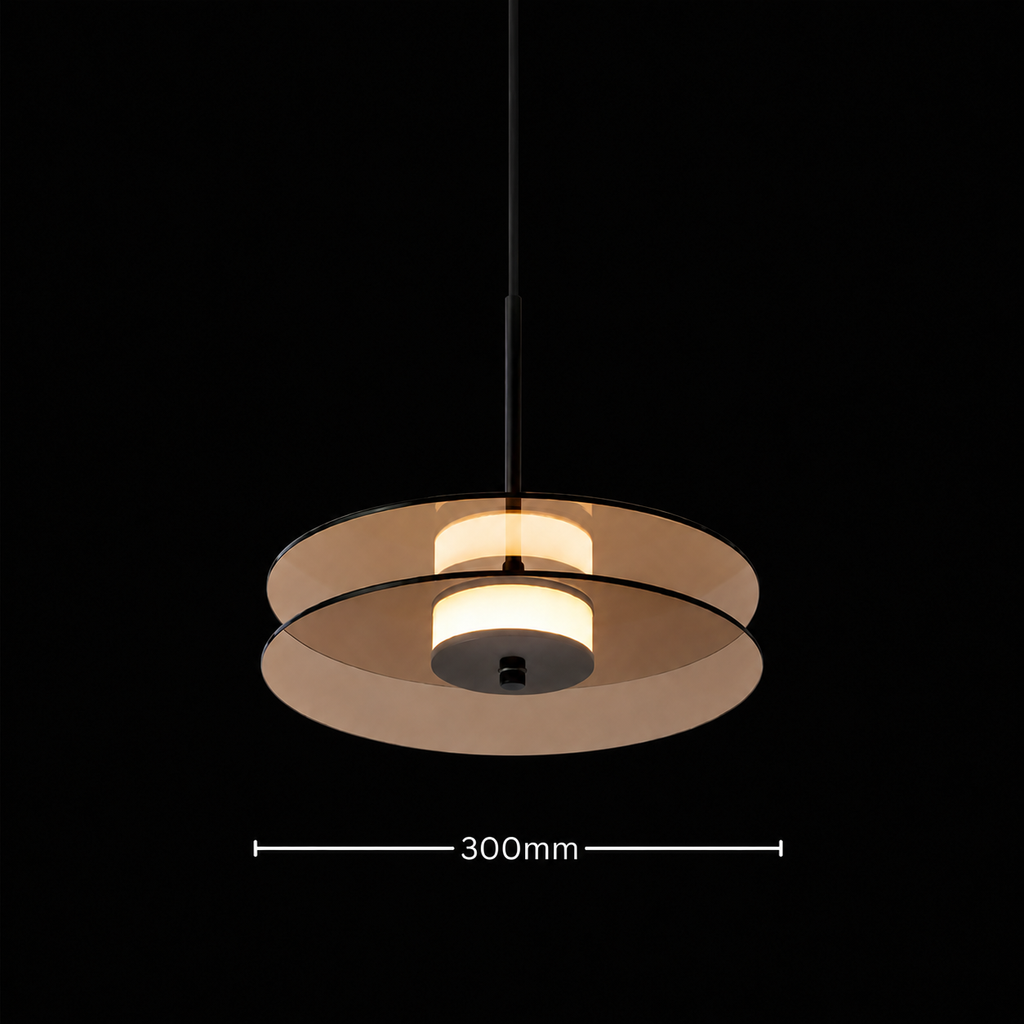 Smoked Glass Layered Saucer Pendant Light