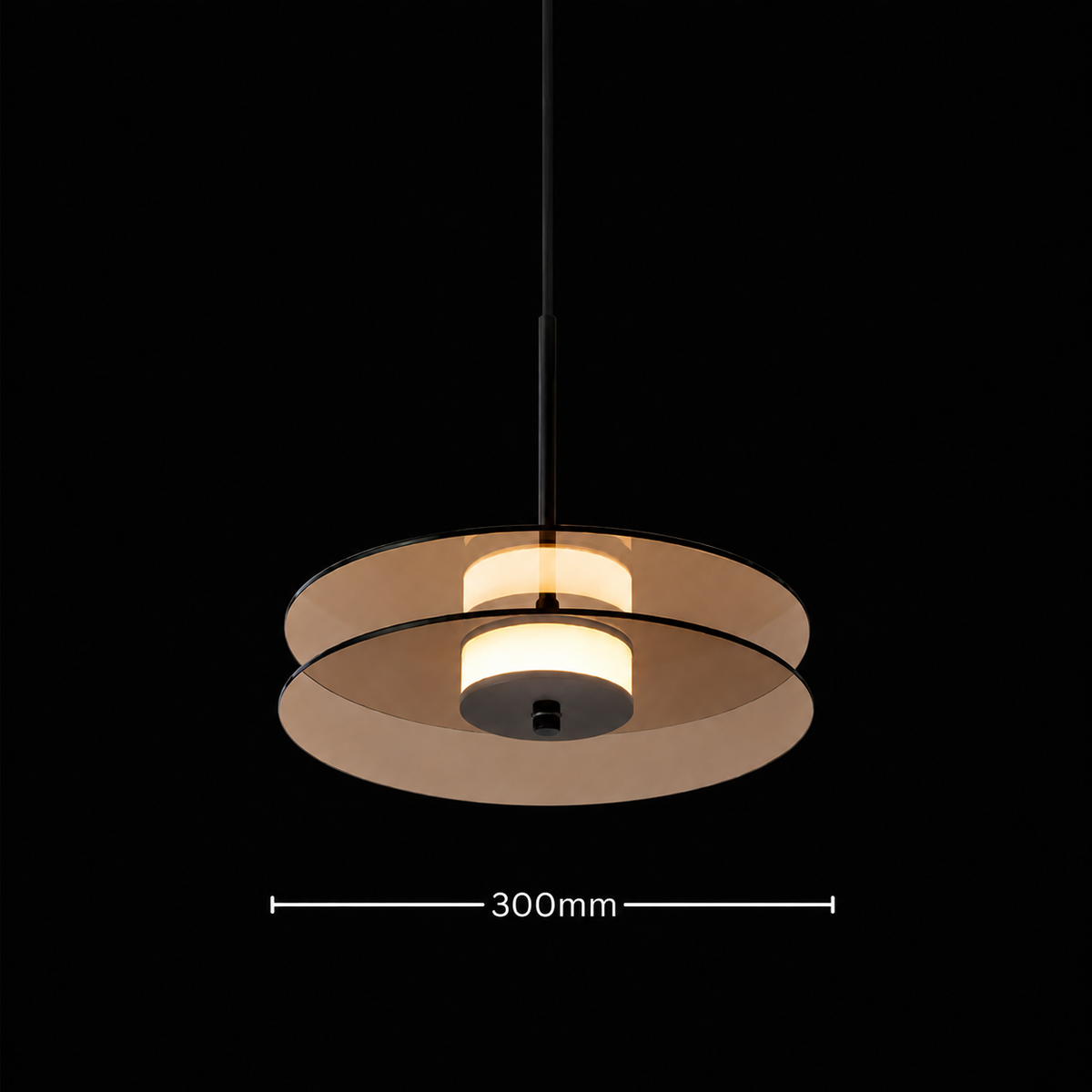 Smoked Glass Layered Saucer Pendant Light
