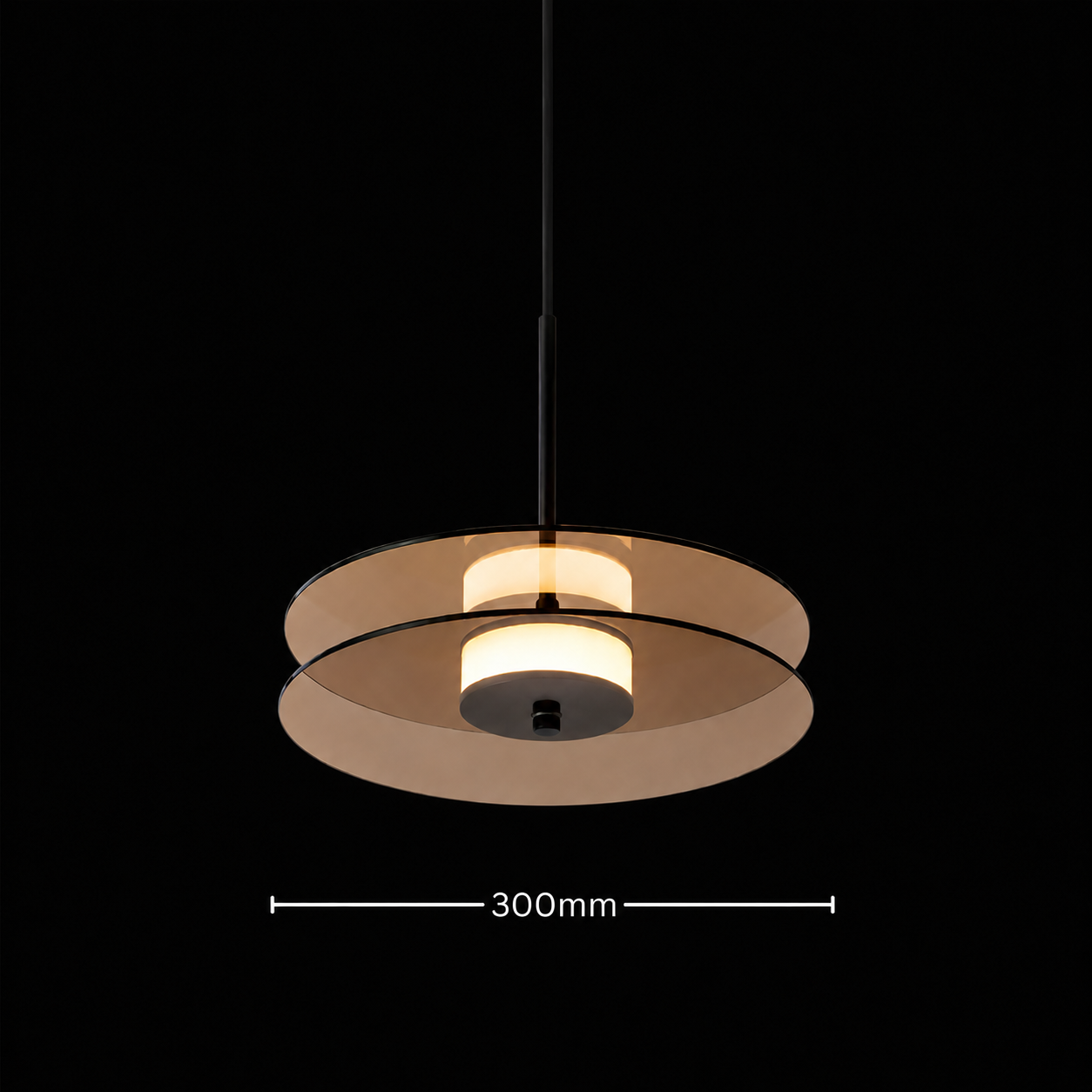 Smoked Glass Layered Saucer Pendant Light