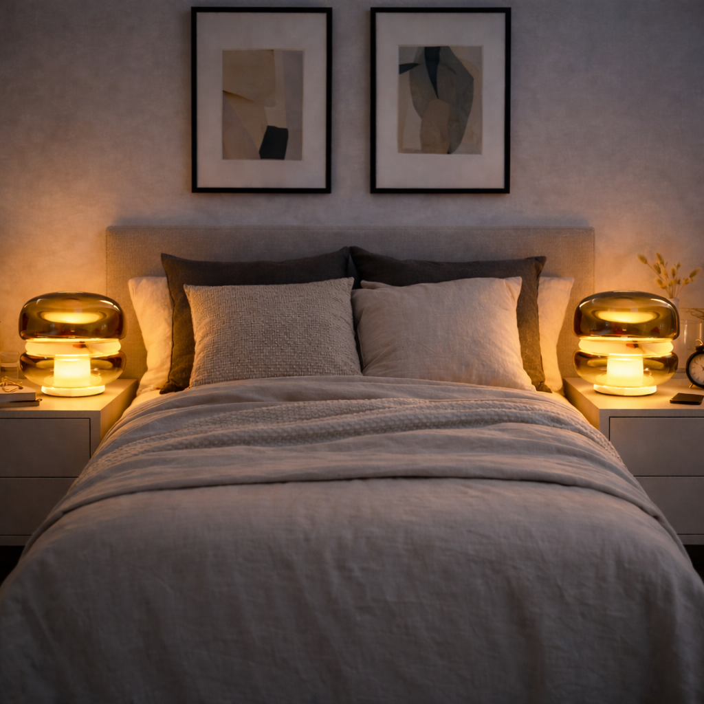 Haloform Amber Glass Marble Table Lamp