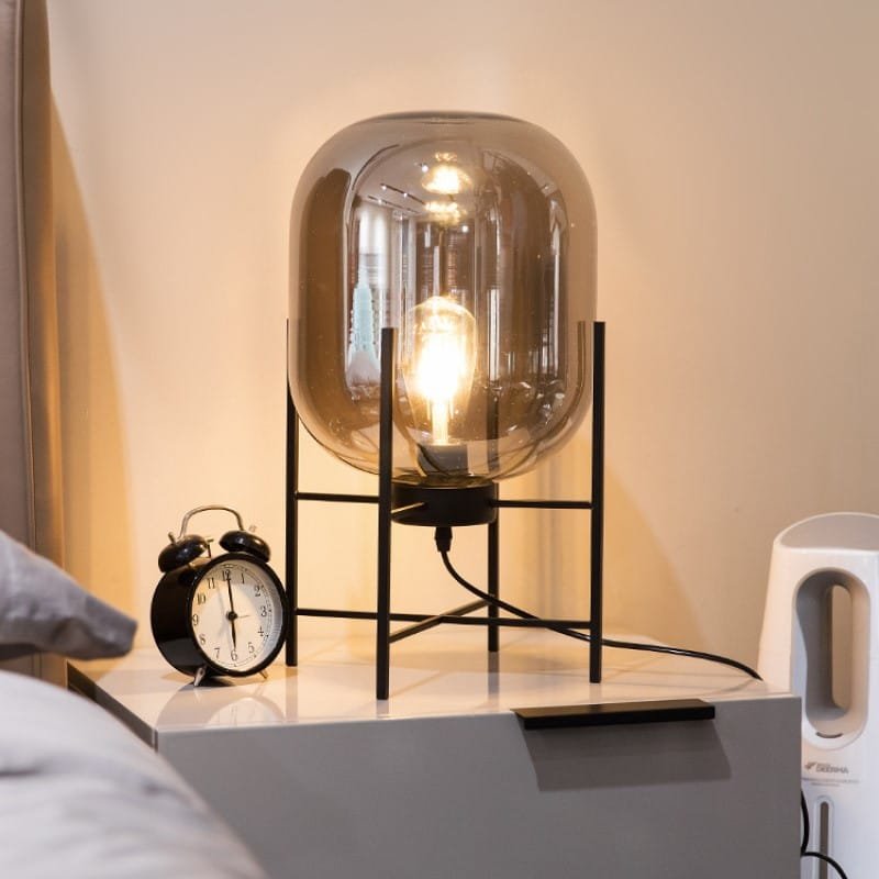 Slate Smoke Glass Table Lamp