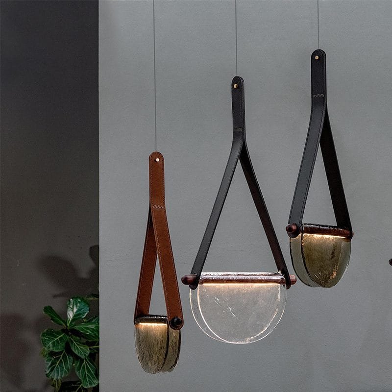Kyoto Wood (Glass, Leather) Pendant Light