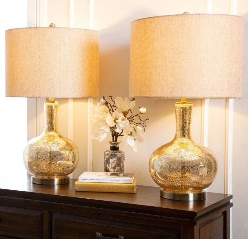 The Golden Arc (Glass, Fabric) Table Lamp
