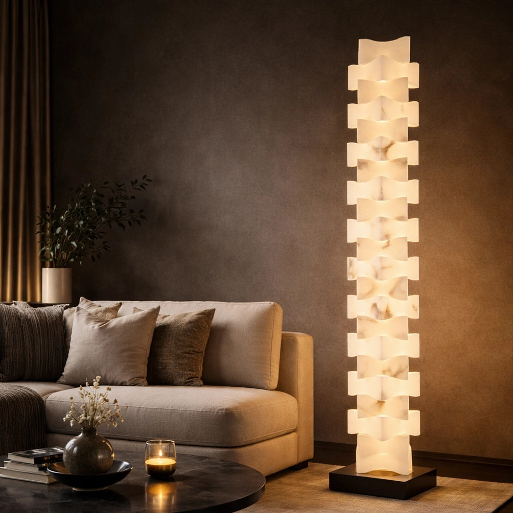 Stratavine Sculptural Marble Floor Lamp