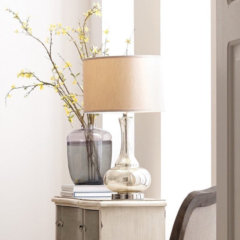 The Silver Arc (Glass, Fabric) Table Lamp