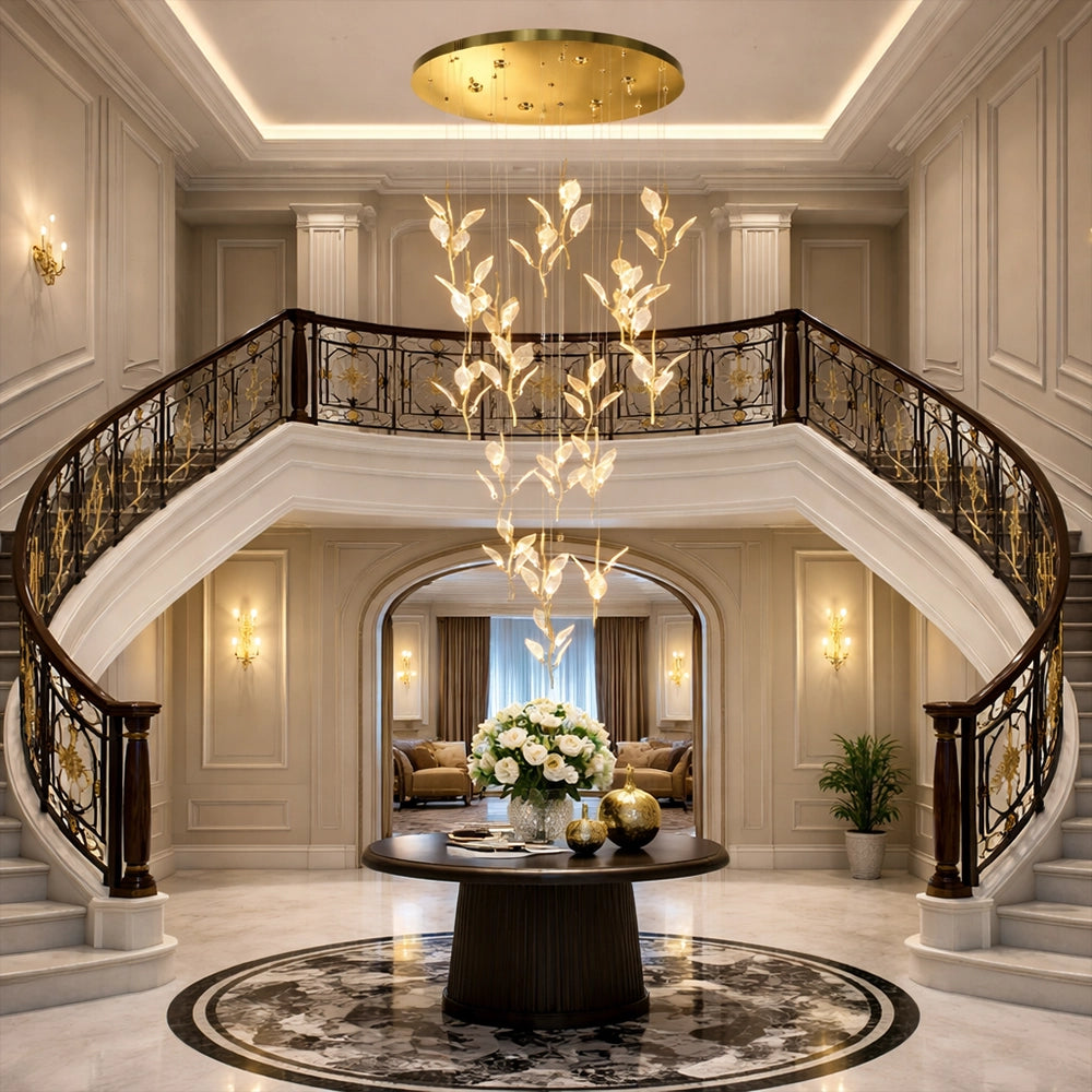 Aurora Gold 19 Leaf Cascade Chandelier