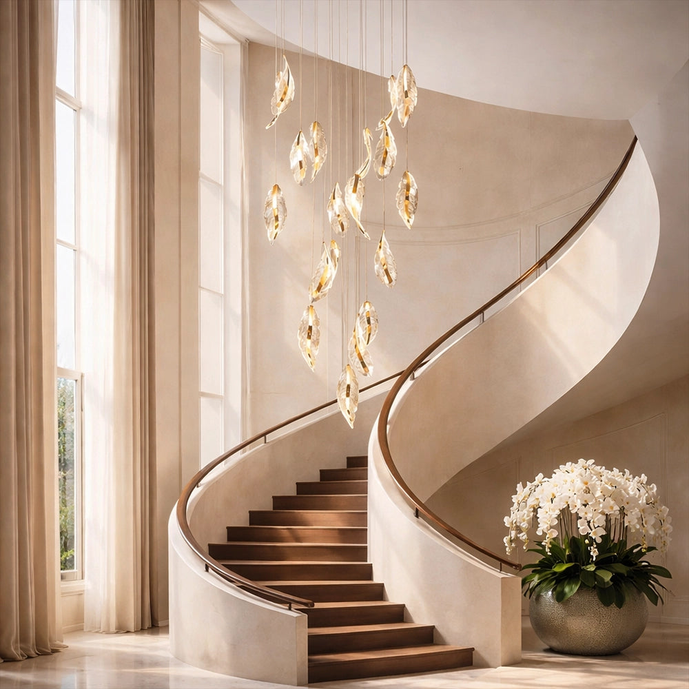 Luxury Golden Leaf Cascade Chandelier