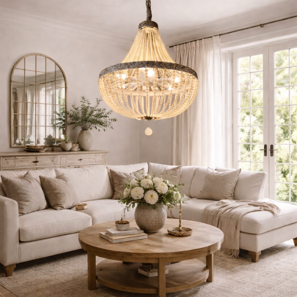 Antique Beaded Cone Chandelier