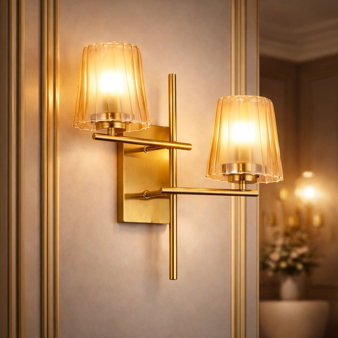 Luxury Double Amber Glass Wall Light