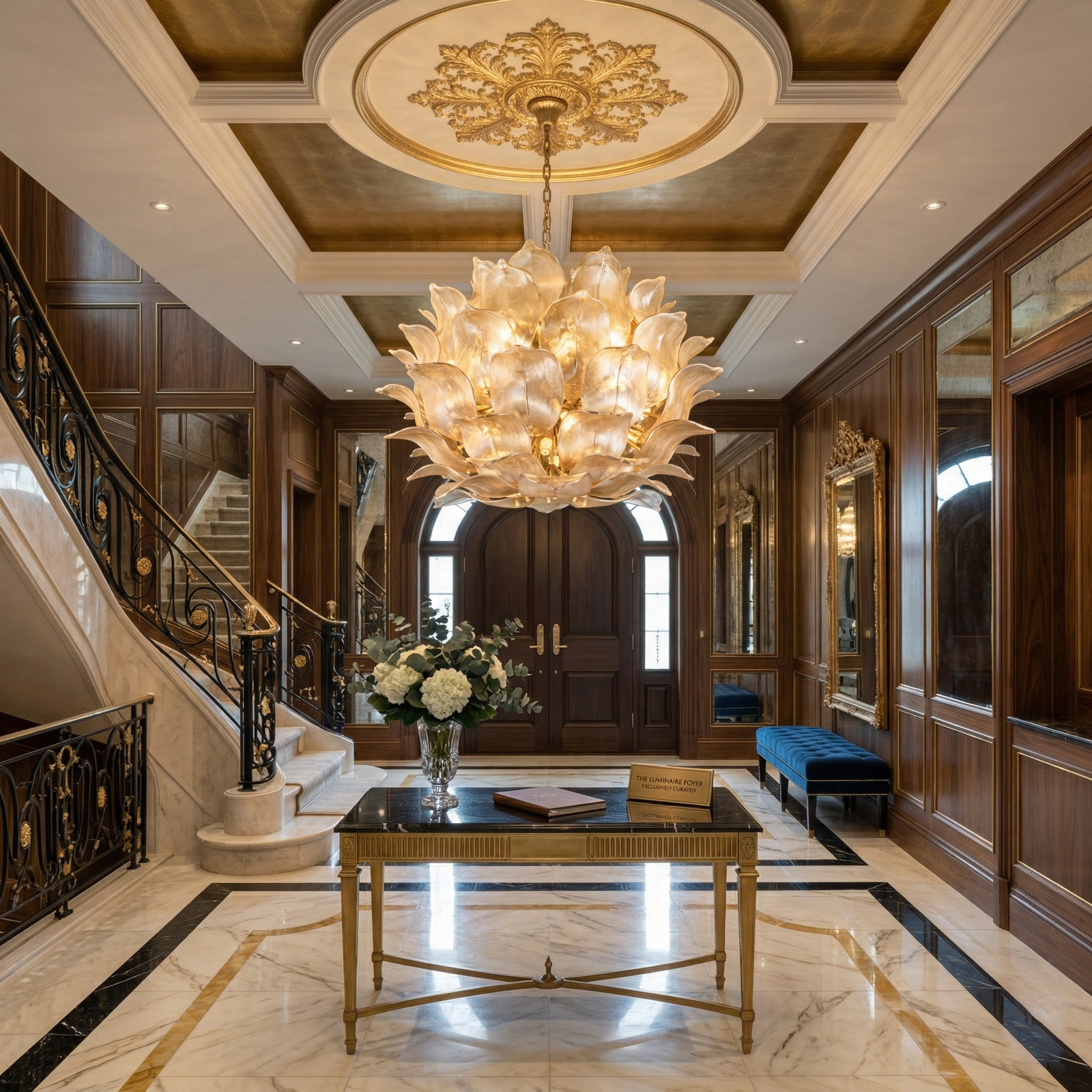 Lotus Petal Glass Chandelier
