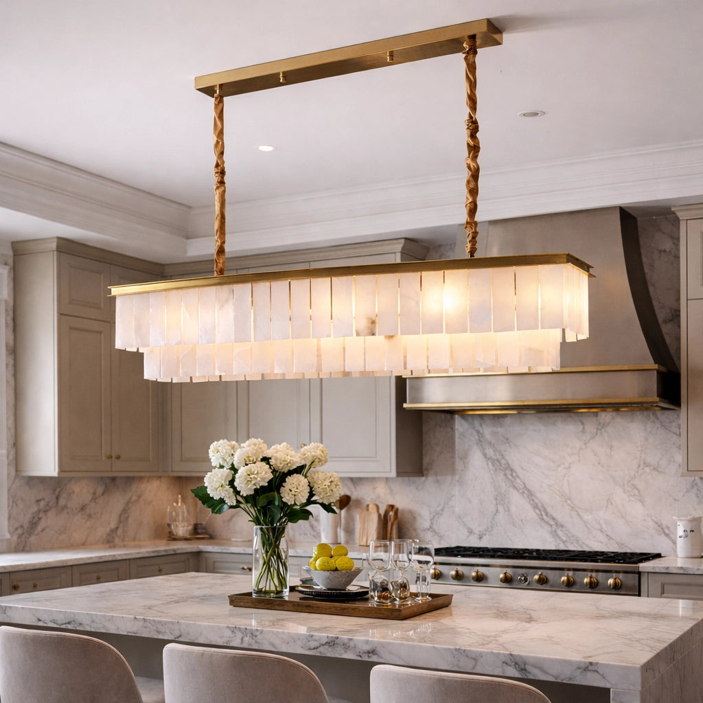 Cascara Tiered Rectangle Marble Chandelier
